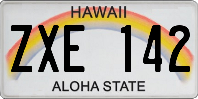HI license plate ZXE142
