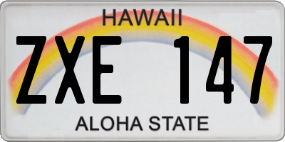 HI license plate ZXE147