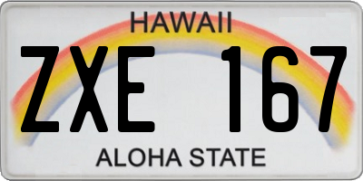 HI license plate ZXE167