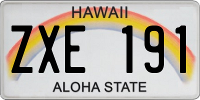 HI license plate ZXE191
