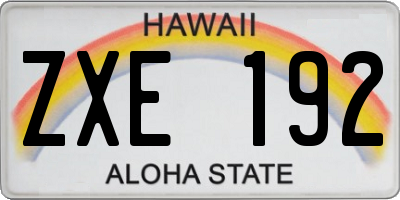 HI license plate ZXE192