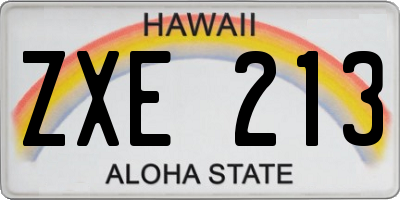 HI license plate ZXE213