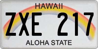HI license plate ZXE217
