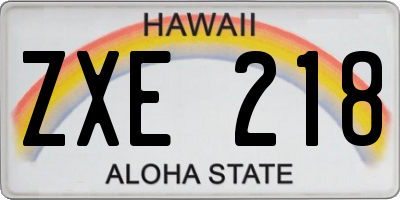 HI license plate ZXE218
