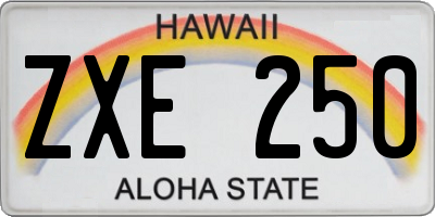 HI license plate ZXE250