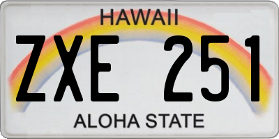 HI license plate ZXE251