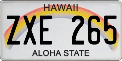 HI license plate ZXE265