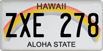 HI license plate ZXE278