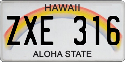 HI license plate ZXE316