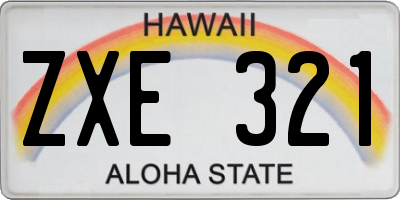 HI license plate ZXE321