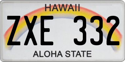 HI license plate ZXE332