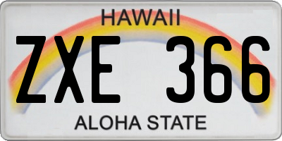 HI license plate ZXE366