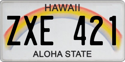 HI license plate ZXE421