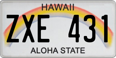 HI license plate ZXE431