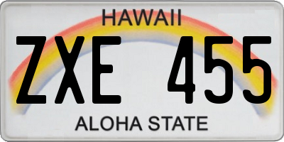 HI license plate ZXE455