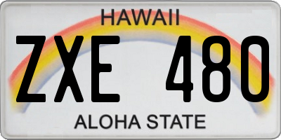 HI license plate ZXE480