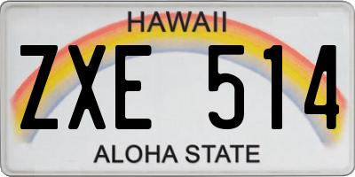 HI license plate ZXE514