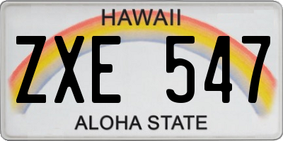 HI license plate ZXE547