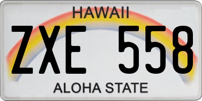 HI license plate ZXE558
