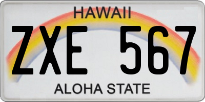HI license plate ZXE567