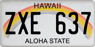 HI license plate ZXE637
