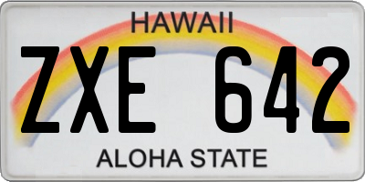 HI license plate ZXE642