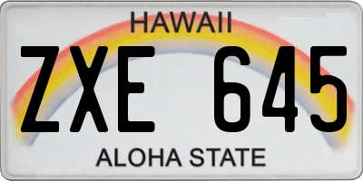 HI license plate ZXE645