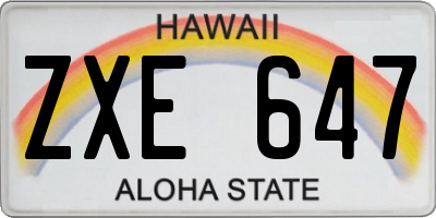 HI license plate ZXE647
