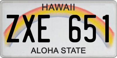 HI license plate ZXE651