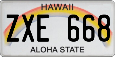 HI license plate ZXE668