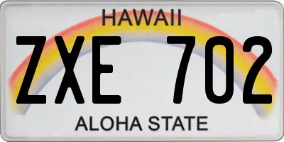 HI license plate ZXE702