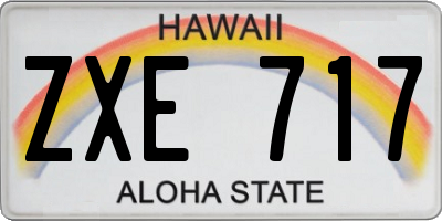 HI license plate ZXE717
