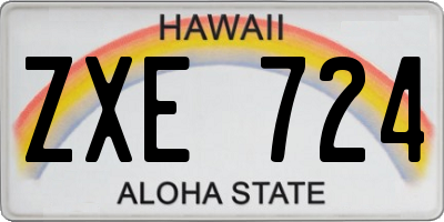 HI license plate ZXE724