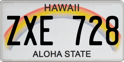 HI license plate ZXE728