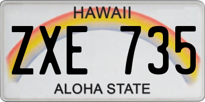 HI license plate ZXE735