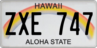 HI license plate ZXE747