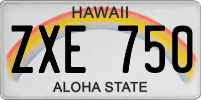 HI license plate ZXE750
