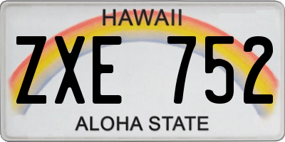 HI license plate ZXE752