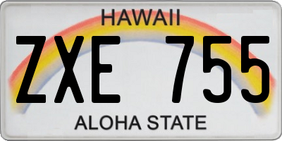 HI license plate ZXE755