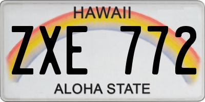 HI license plate ZXE772