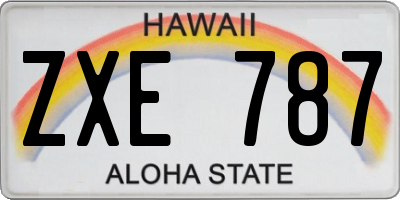 HI license plate ZXE787