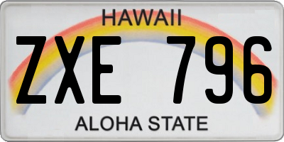 HI license plate ZXE796