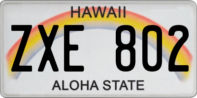 HI license plate ZXE802