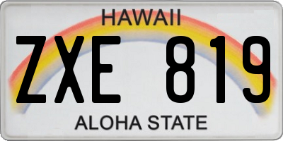 HI license plate ZXE819