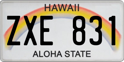 HI license plate ZXE831