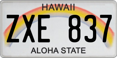 HI license plate ZXE837
