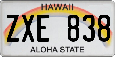 HI license plate ZXE838