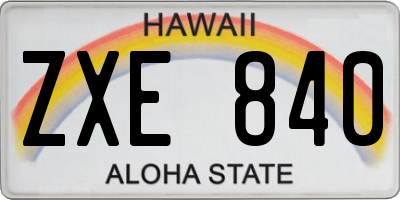 HI license plate ZXE840