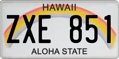 HI license plate ZXE851