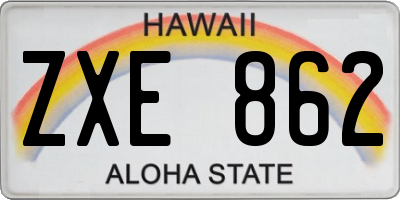 HI license plate ZXE862